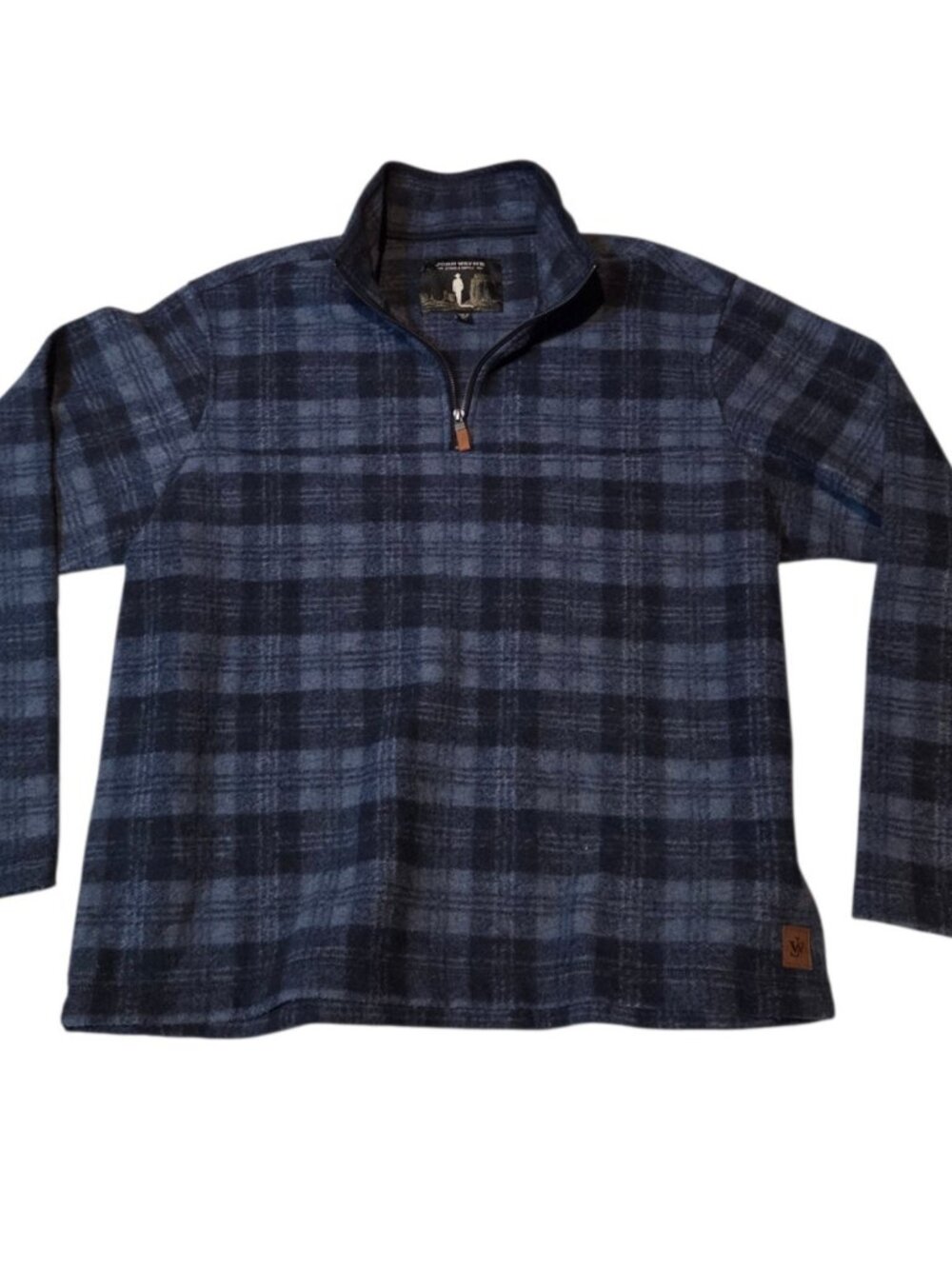 John Wayne Fleece Jacket blue /black Plaid 1/4 zip Pullover Size XL Westerns